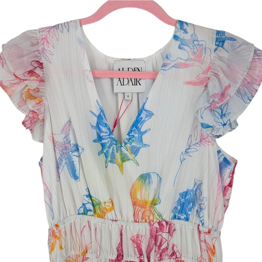 Alden Adair Willow Maxi Dress White Ocean Beach Print $398 Small - Picture 2 of 6